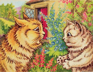 Chats dans un jardin